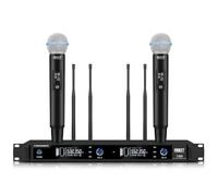 Froket Sistema de micrófono inalámbrico de 4 antenas Pro UHF True Diversity, micrófonos inalámbricos de doble canal con 2 micrófonos de mano dinámicos inalámbricos de metal para cantar, karaoke,