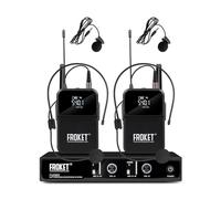 Froket Sistema de micrófono inalámbrico UHF: profesional de doble canal inalámbrico Lavalier de 260 pies UHF, juego de micrófonos ideales para cantar, karaoke, iglesia, DJ, fiesta, altavoz PA,