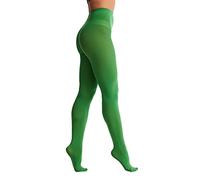 Frola Medias para mujer, 80 denier, semiopacas, color sólido, medias con pies, D verde trébol, S-M