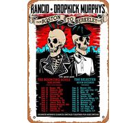 From Boston To Berkeley Tour (Rancid, Dropkick Murphys) - Póster musical de estaño, cine y cine de 20,3 x 30,5 cm, letrero de metal vintage para decoración del hogar, bar, pub, garaje, regalos