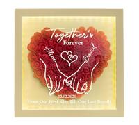 From Our First Kiss Till Our Last Breath - Caja de sombra de flores personalizada con luz LED, caja de flores para siempre, decoración de aniversario de San Valentín para marido, esposa, él y ella