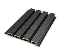 From Plain To Beautiful In Hours LR01 - Paneles lineales de revestimiento y revestimiento de listones de pared exterior de WPC, negro, muestra de 10 x 8.5 pulgadas (paquete de 2)