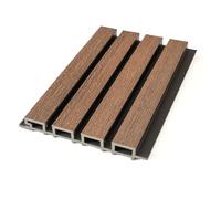 From Plain To Beautiful In Hours LR01 - Paneles lineales de revestimiento y revestimiento de listones de pared exterior de WPC, Ipe y negro, muestra de 10 x 8.5 pulgadas (paquete de 2)