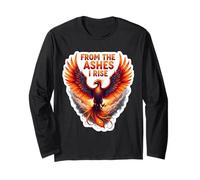 From The Ashes I Rise Flaming Phoenix Fire Bird Motivacional Manga Larga