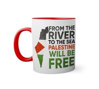 From The River To The Palestine Will Be Free Taza de color roja con mango a juego taza 330ml