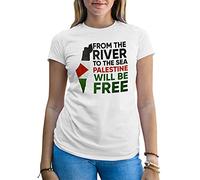 from The River To The Sea Palestine Will Be Free Camiseta De Mujer Blanca Size S