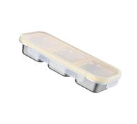 FROMCEO Caja Bentos de acero inoxidable con tapa, diseño de múltiples compartimentos, contenedor de almuerzo a prueba de fugas para el trabajo, viajes, a prueba de fugas, contenedor de almuerzo de