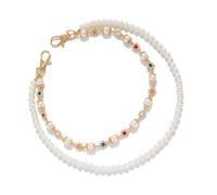 FROMCEO Elegante cadena de perlas y diamantes de imitación que eleva a la moda, estilo vaquero, decoración para mujeres de moda, trajes elegantes de estilo callejero