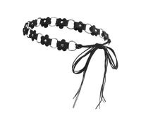 FROMCEO Elegante cinturón con hebillas de nudo de flores para mujeres y adolescentes, cintura a la moda, flexible, fácil de ajustar, correa hueca, diseño floral para mujer, Negro, 150 cm