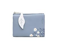 FROMCEO Exquisita cartera de poliuretano de alta calidad con bolsillo para monedas con cremallera, cartera de negocios, tarjetero, tamaño de bolsillo para mujer, azul marino