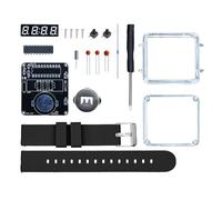 FROMCEO Kit de montaje de reloj electrónico con pantalla de tubo digital LED, reloj de pulsera con piezas de metal de silicona, no componentes de correa de reloj de batería, negro