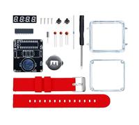 FROMCEO Kit de montaje de reloj electrónico con pantalla de tubo digital LED, reloj de pulsera con piezas de metal de silicona, no componentes de correa de reloj de batería, rosso