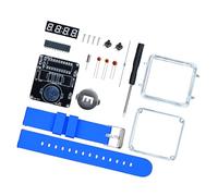 FROMCEO Kit de montaje de reloj electrónico con pantalla de tubo digital LED, reloj de pulsera con piezas de metal de silicona, no componentes de correa de reloj de batería, azul