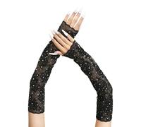 FROMCEO Mangas de encaje negras para brazos, elásticas, de poliéster, para actividades al aire libre, guantes sin dedos, accesorios de manga larga, Negro, Talla única