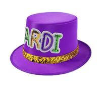 FROMCEO Sombrero alto clásico de carnaval con banda de lentejuelas y letra para desfiles y festivales, eventos, reuniones, disfraces, accesorios de fiesta