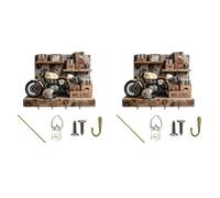 FROMCEO Soporte artístico para decoración de pared con estante de almacenamiento de madera y metal, ganchos de pared para llaves, correo, objetos pequeños, organización del hogar y del hogar