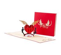 FROMCEO Tarjeta de felicitación emergente 3D de tamaño portátil, tarjeta de sostenible, regalo romántico para regalar fácilmente, momento de Valentín único