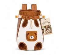 Front Carrier Backpack for Cats Small Dogs, Hands-Free Pet Front Carrier Bag, Cute Bear Style with Breathable Mesh, Adjustable Straps, Puppy Travel Bag for Walking Hiking Shopping Outdoor (S)