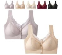 Front Closure 5D Shaping Wire-Free Support Bra, Sexy Lace Seamless Bras, Soft Comfort Sleep Underwear (2PCS-G,XL)