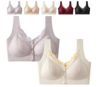 Front Closure 5D Shaping Wire-Free Support Bra, Sexy Lace Seamless Bras, Soft Comfort Sleep Underwear (2PCS-F,3XL)