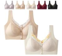 Front Closure 5D Shaping Wire-Free Support Bra, Sexy Lace Seamless Bras, Soft Comfort Sleep Underwear (2PCS-C,3XL)