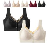 Front Closure 5D Shaping Wire-Free Support Bra, Sexy Lace Seamless Bras, Soft Comfort Sleep Underwear (2PCS-A,XL)