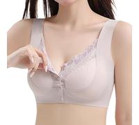Front Closure 5D Shaping Wire-Free Support Bra, Sexy Lace Seamless Bras, Soft Comfort Sleep Underwear (Purple,L)