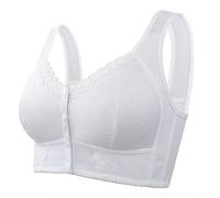 Front Closure Breathable Bra for Seniors, Bras Comfort Cotton Solid Lace Wireless Push up Full Cup for Women