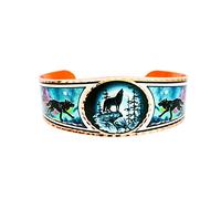 FRONT LINE JEWELRY Pulsera de lobo: pulseras de cobre ajustables, pulsera de lobo para hombres y mujeres, diseño de lobo, joyería de lobo y luna, regalo con temática de lobo, 6 inches, Cobre