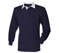 Front Row - Camiseta de rugby de manga larga azul azul marino/blanco Large