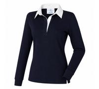 Mujer Algodón Liso Azul Burdeos Negro Camiseta de Rugby de Manga Larga 10-22