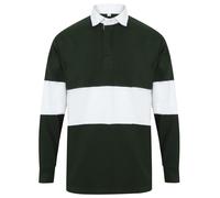 Front Row Camiseta Polo Rugby Manga Larga A Rayas Cuello Tirilla Botones