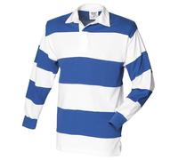 Front Row - Polo de manga larga a rayas con el cuello en blanco para hombre/Caba