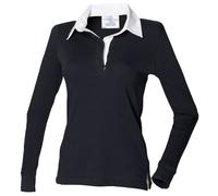 Front Row Polo de Manga Larga, para mujer, blanco y negro, XXXL