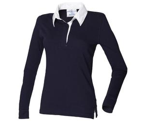 Front Row Polo de Manga Larga, para mujer, Blu navy/Bianco, M