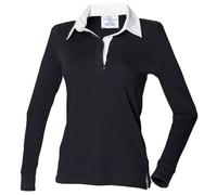 Front Row Polo liso de manga larga con cuello tipo rugby para mujer (RW479)