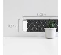 Frontera De Papel Tapiz Autoadhesiva Con Patrón De Rombo - Negro, Blanco