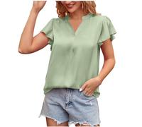 Frontera Ropa de mujer europea 2023 verano con cuello en V manga corta perlado satén temperamento camisa suéter sin hombros damas, Gn2., L