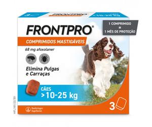 FRONTPRO - Tableta masticable contra pulgas y garrapatas para perros de 10 a 25 kg - Cantidad: 3 tabletas