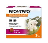 FRONTPRO - Tableta masticable contra pulgas y garrapatas para perros de 2 a 4 kg - Cantidad: 3 comprimidos + REGALO