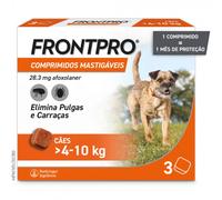 FRONTPRO - Tableta masticable contra pulgas y garrapatas para perros de 4 a 10 kg - Cantidad: 3 comprimidos + REGALO