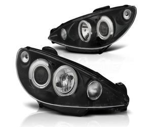 Frontscheinfer CCFL Angel Eyes para Peugeot 206 98-06 Negro
