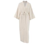 FROON Albornoz largo de algodón puro color caqui claro for mujer, bata baño holgada con cinturón for uso doméstico en otoño(M)