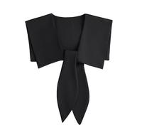 FROON Vestido estilo camiseta de gasa con cuello chal, falso desmontable y detalles decorativos, elegante e informal for mujer(Noir)
