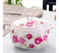 FROOWAN Tureen de cerámica con tapa, 3 L de gran capacidad para servir con asas dobles para cocina, porcelana, blanco puro, apto para microondas y lavavajillas (tipo 4)