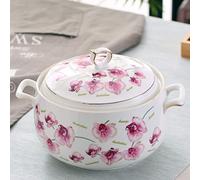 FROOWAN Tureen de cerámica con tapa, 3 L de gran capacidad para servir con asas dobles para cocina, porcelana, blanco puro, apto para microondas y lavavajillas (tipo 3)