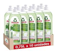 Frosch Lavavajillas a Mano Líquido Loción Ecológico Aloe Vera - 10x750 ml | Dermo-sensible, PH neutro para la Piel, Limpieza eficaz y protege la piel, Eficaz contra la Grasa