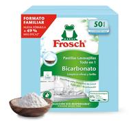 Frosch - Pastillas Lavavajillas a Máquina Todo en 1 con Bicarbonato, Limpieza y Brillo, Sin Componente Animal, Ni Fosfatos, Ni Fosfonatos - 50 Dosis, 0.2 kg