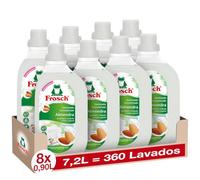 Frosch - Suavizante Concentrado Liquido Ecológico para Lavadora con Aceite de Almendras, Apto para Ropa Blanca y de Color, Producto Ecológico e Hipoalergénico - Pack 8 x 900ml