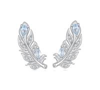 Frost Feather Stud Pendientes de plata esterlina 925 minimalista elegante uso diario